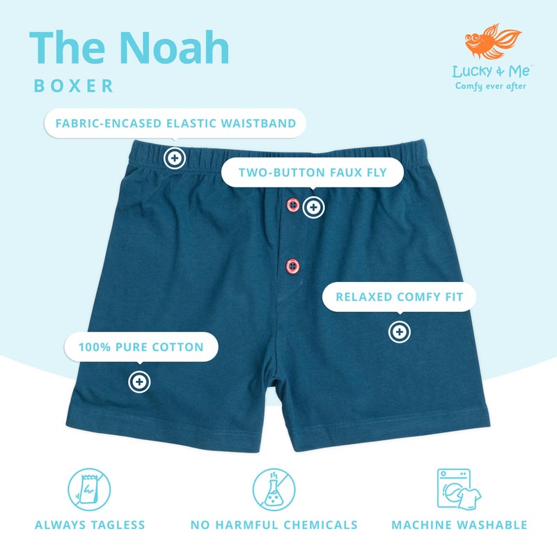 Lucky Me Lucky & Me Boys Underwear, Boxers Style 100% Cotton, Noah 5 Pack Deep Multicolor 6 Years - Image 2